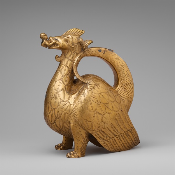 An aquamanile in the form of a dragon.