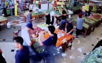 A man's bag explodes in a supermarket in Beirut, Lebanon on Sept. 17, 2024 in this screen grab from a video obtained from social media. (Social Media/via Reuters)