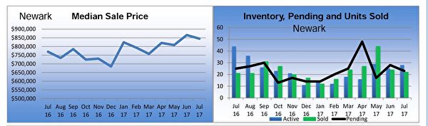 紐瓦克（Newark）獨立家庭住房市場銷售狀況摘要。（東灣地產經紀Diana黃提供）