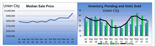 聯合市（Union City）獨立家庭住房市場銷售狀況摘要。（東灣地產經紀Diana黃提供）