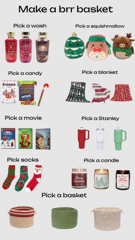 Brr basket ❤️❄️💚 Natal, Girly Christmas Gifts, Fall Gift Baskets, Making A Gift Basket, Christmas Checklist, Cute Christmas Ideas, Best Gift Baskets, Christmas Dreaming, Holiday Baskets