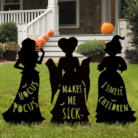 Faster shipping. Better service Hocus Pocus Halloween Decor, Halloween Gravestones, Sisters Black, Witch Sisters, Halloween Yard Signs, Hocus Pocus Witches, Halloween Decorations Outdoor, Witch Silhouette, Halloween Witch Decorations