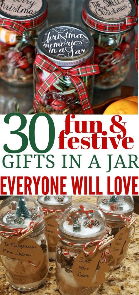 Christmas Candy In A Jar Ideas, Minibar In A Jar Gift Ideas, Mason Jar Gift Wrapping Ideas, Christmas Candy Jar Gifts, Natal, Gifts From A Jar, Jarred Gifts Christmas, Candy Jar Gifts Christmas, Canning Jar Christmas Gifts