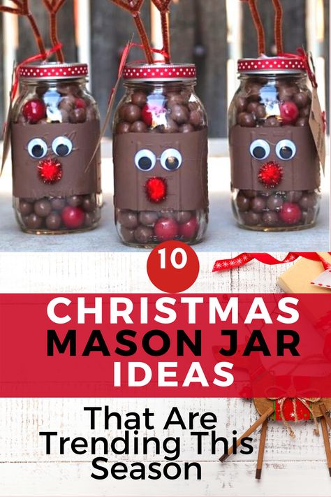 Christmas Mason Jar Gifts, Christmas Mason Jar Ideas, Jar Christmas Crafts, Mason Jar Gifts Recipes, Candy Jars Diy, Mason Jar Candy, Mason Jar Ideas, Mason Jar Christmas Crafts, Christmas Mason Jars Diy