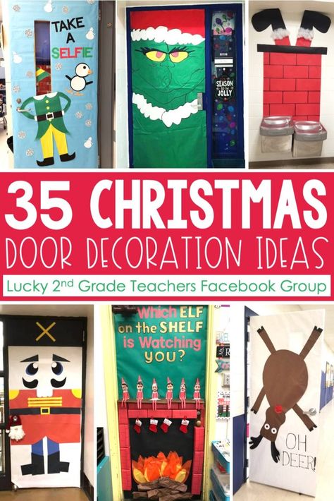 Natal, Christmas Decorations For The Classroom, Decorated Doors For Christmas At Work, Christmas Door Decoration Ideas For Work, Xmas Door Decoration, Christmas Themed Teacher Doors, Christmas Door Themes For Work, Holiday Door Decorations Contest, School Door Christmas Ideas