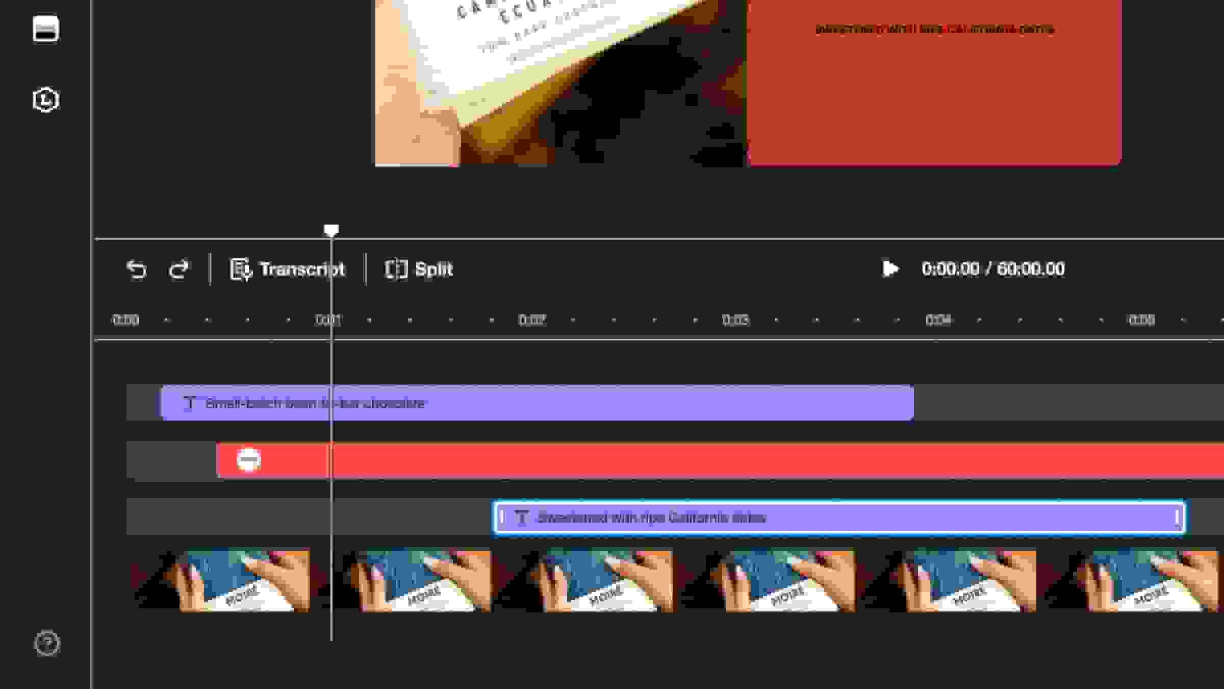 Vimeo timeline editor for video editing related to a company's video ad.