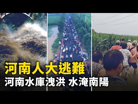 河南人大逃难！ 河南数十座水库泄洪 ！洪水淹没南阳社旗 灾民自救逃难