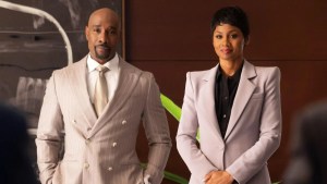 Morris Chestnut as Corey Cash and Emayatzy Corinealdi as Jax Stewart in Season 2 of "Reasonable Doubt" (Hulu,Disney, Onyx Collective)