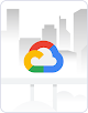 Logo Google Cloud sur un paysage urbain