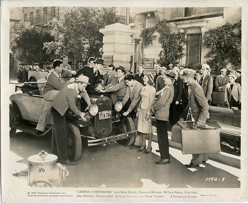 Betty Grable, John Arledge, Richard Denning, Sumner Getchell, and William Henry in Campus Confessions (1938)