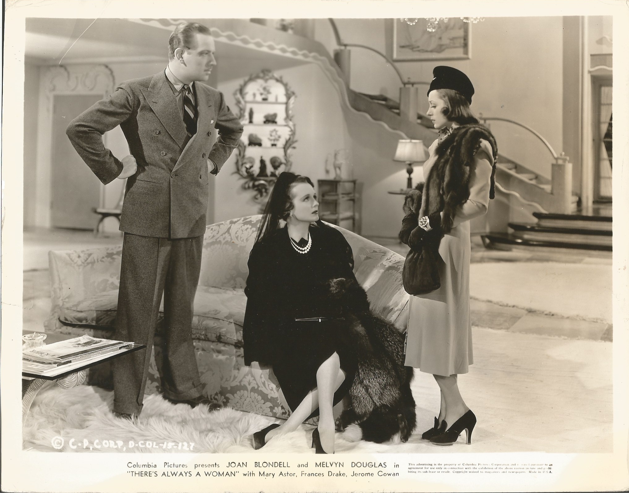 Mary Astor, Joan Blondell, and Melvyn Douglas in There's Always a Woman (1938)