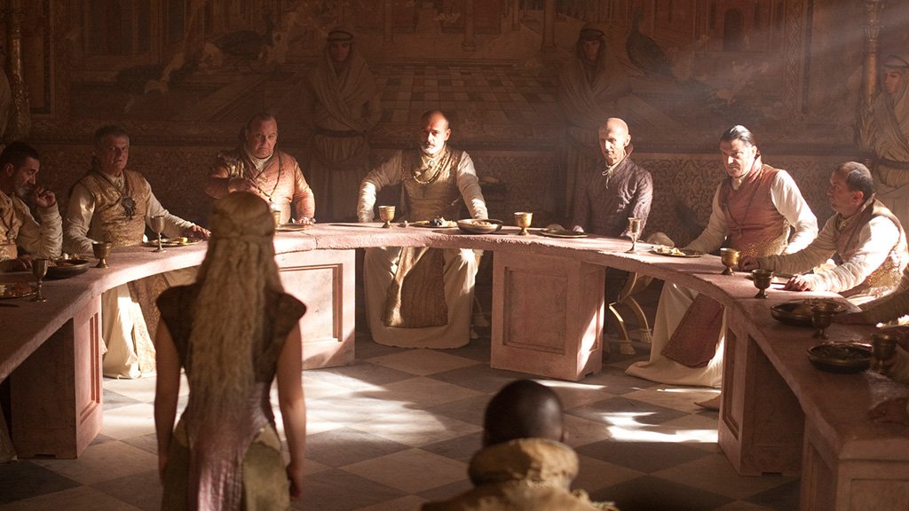 Nicholas Blane, Ian Hanmore, Slavko Juraga, Nonso Anozie, and Emilia Clarke in Trò Chơi Vương Quyền (2011)