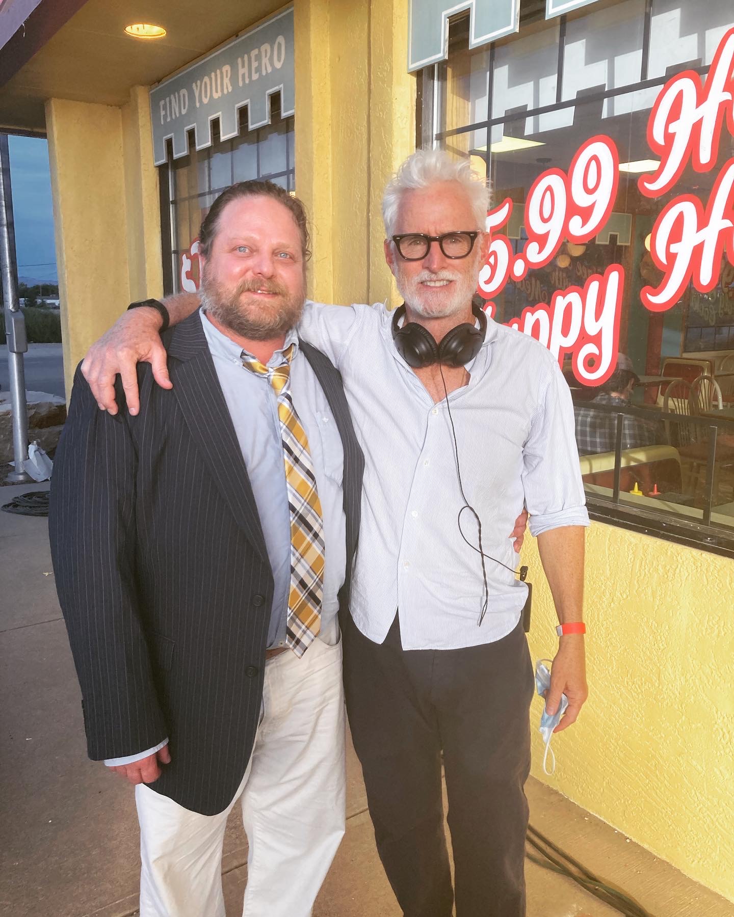 Bryant Carroll & John Slattery on the set of "Maggie Moore(s)"