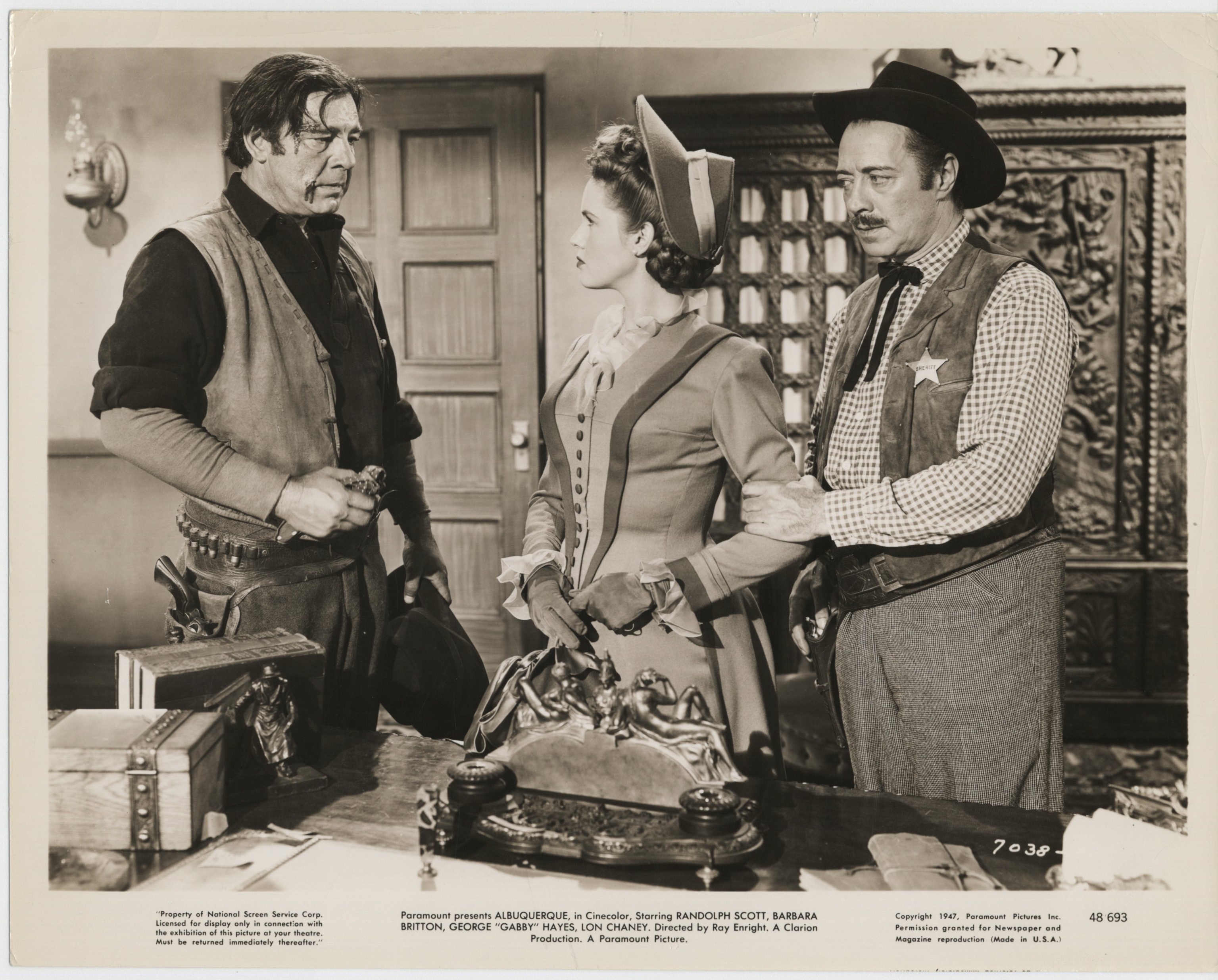 Lon Chaney Jr., Barbara Britton, and Bernard Nedell in Albuquerque (1948)