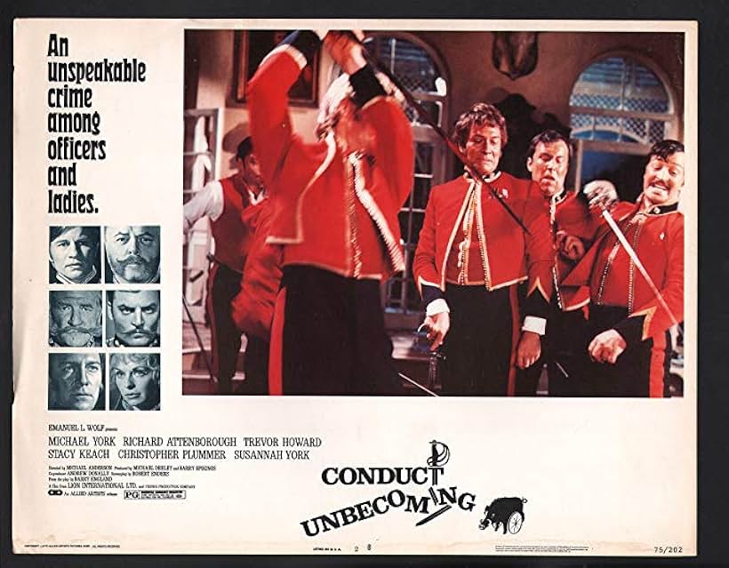 Richard Attenborough, Christopher Plummer, Michael York, Trevor Howard, Stacy Keach, and Susannah York in Conduct Unbecoming (1975)