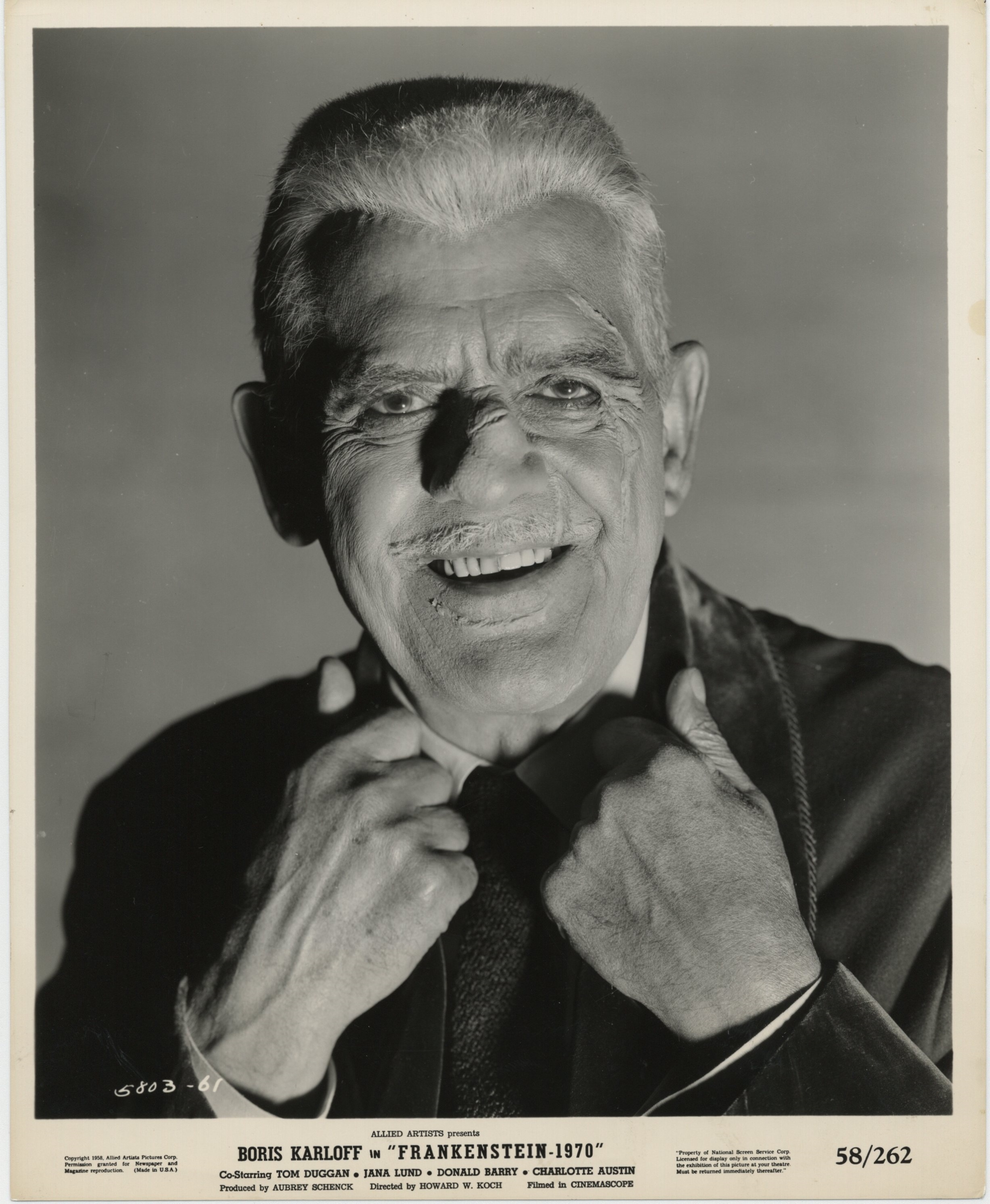 Boris Karloff in Frankenstein 1970 (1958)