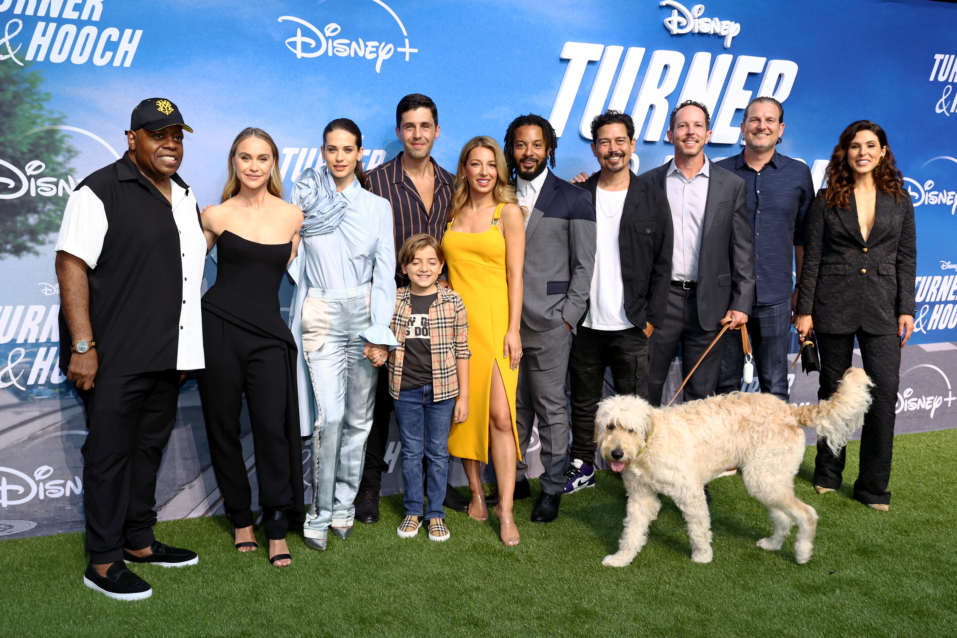 Reginald VelJohnson, Michael Horowitz, Vanessa Lengies, Matt Nix, Josh Peck, Anthony Ruivivar, Lyndsy Fonseca, Brandon Jay McLaren, Cristina Rosato, Becca Tobin, and Jeremy Maguire at an event for Turner & Hooch (2021)