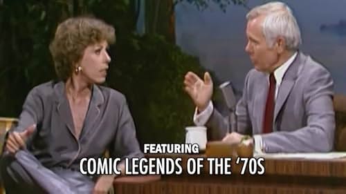 Host Johnny Carson performs comedy routines and chats with various celebrities.