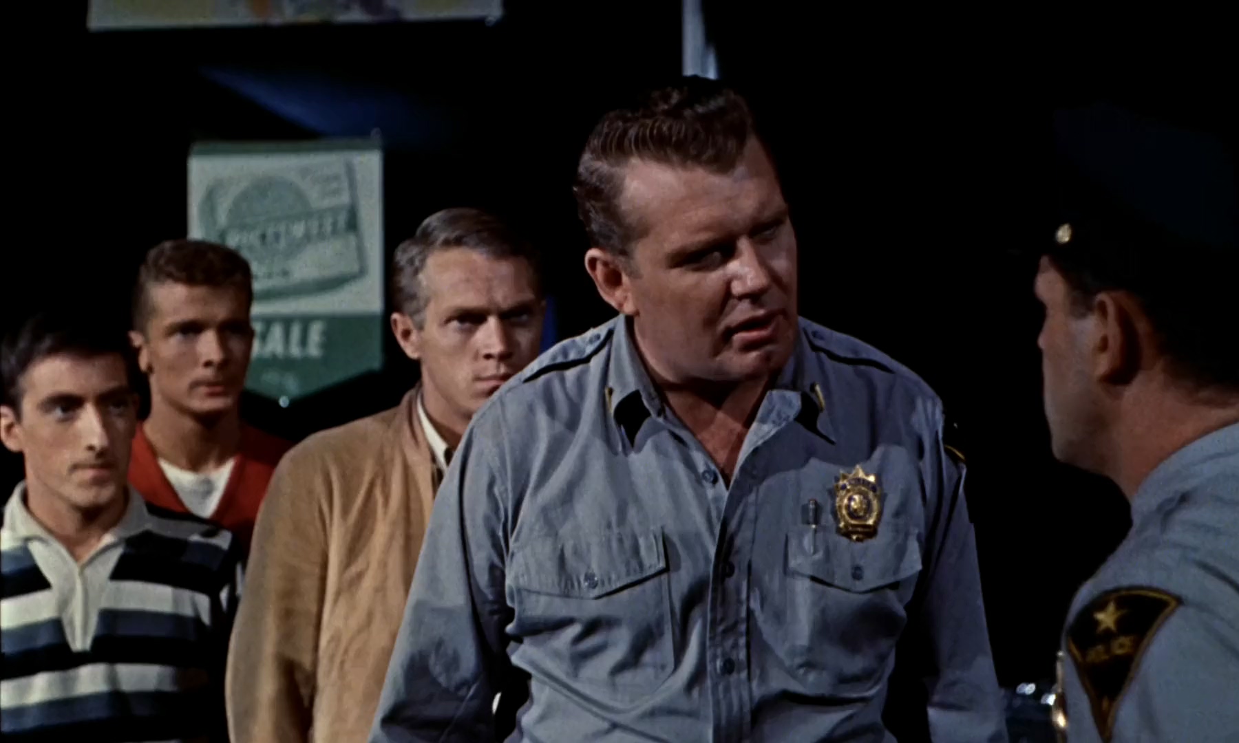 Steve McQueen, John Benson, James Bonnet, Tony Franke, and Earl Rowe in The Blob (1958)