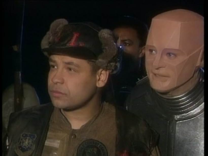 Craig Charles, Danny John-Jules, and Robert Llewellyn in Red Dwarf (1988)