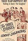 Moe Howard, Larry Fine, Connie Cezon, and Shemp Howard in Corny Casanovas (1952)