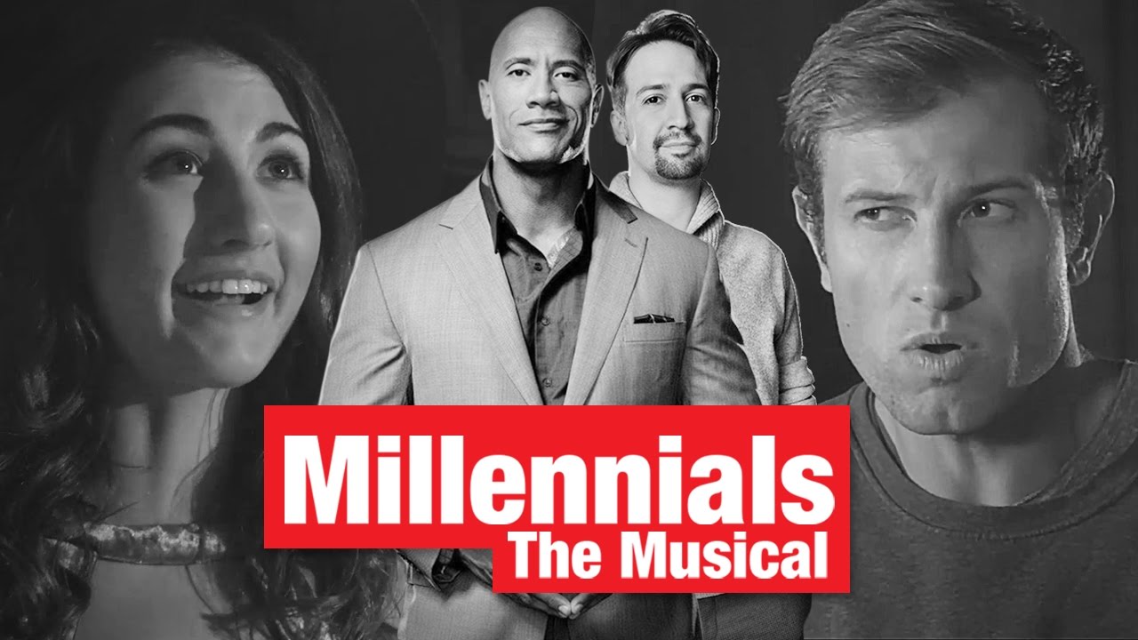 Dwayne Johnson, Lin-Manuel Miranda, Jon Hall, and Meg DeAngelis in Millennials: The Musical (2016)