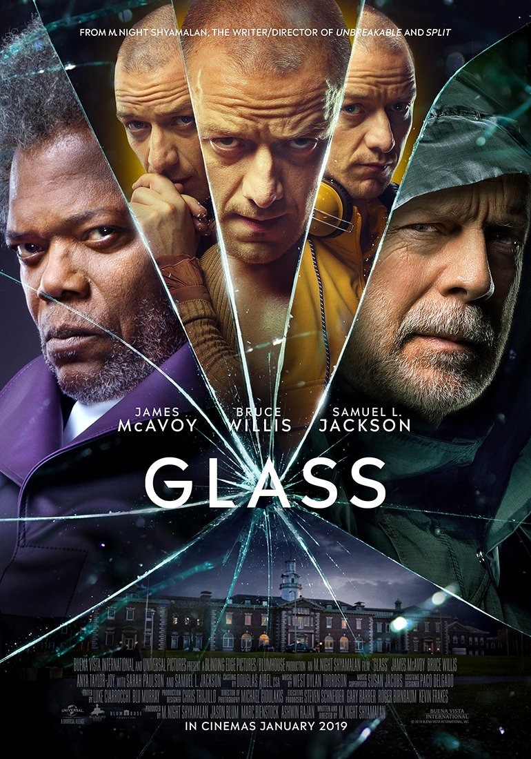 Samuel L. Jackson, Bruce Willis, and James McAvoy in Bộ Ba Quái Nhân (2019)