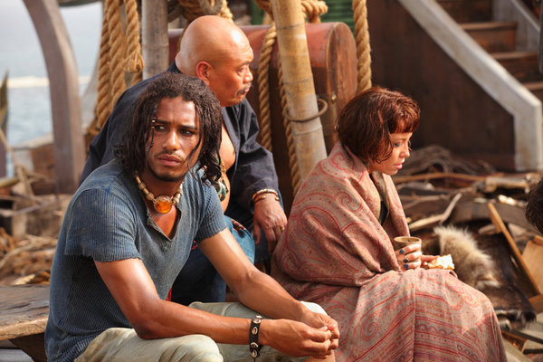 Junix Inocian, Elliot Knight, and Marama Corlett in Sinbad (2012)