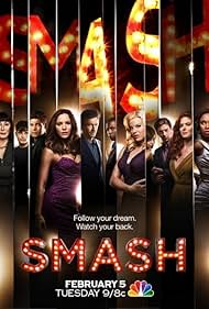 Anjelica Huston, Debra Messing, Jack Davenport, Christian Borle, Leslie Odom Jr., Jennifer Hudson, Katharine McPhee, Megan Hilty, Jeremy Jordan, Krysta Rodriguez, and Andy Mientus in Smash (2012)