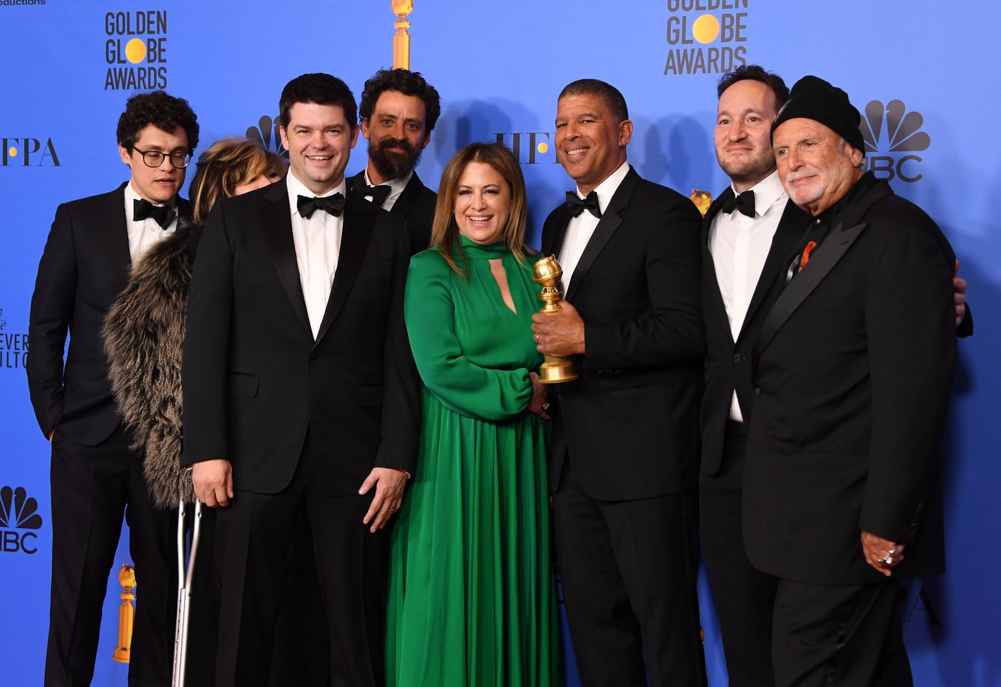 Avi Arad, Phil Lord, Christopher Miller, Peter Ramsey, Rodney Rothman, Christina Steinberg, Amy Pascal, and Bob Persichetti at an event for 2019 Golden Globe Awards (2019)