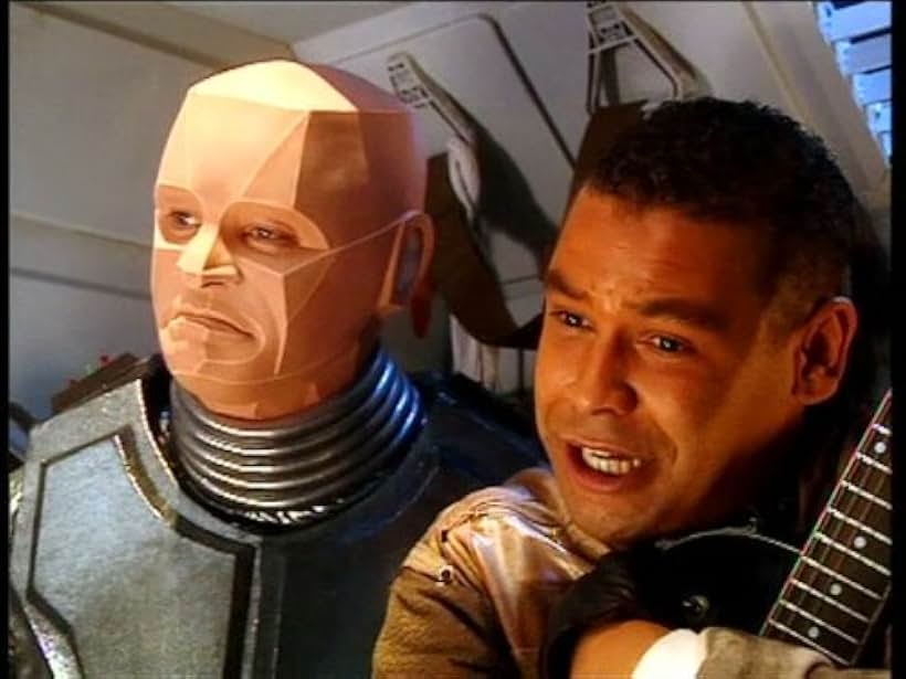 Craig Charles and Robert Llewellyn in Red Dwarf (1988)