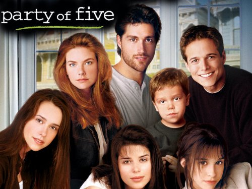 Neve Campbell, Lacey Chabert, Jennifer Love Hewitt, Paula Devicq, Andrew Cavarno, Steven Cavarno, Matthew Fox, and Scott Wolf in Party of Five (1994)