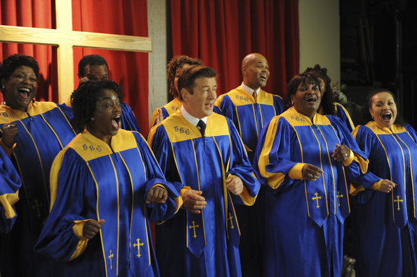 Alec Baldwin, Eugene Key, Natalie Carter, Amy Jo Phillips, Lynna' Davis, Inga Ballard, Cinti Laird, Kevin Michael Kennedy, The K.M.K. Union Gospel Choir, Darlene B. Young, Jacquetta McMurray, Larry Stephen Hines, Bobby Harden, and Cheryl Simone in 30 Rock (2006)