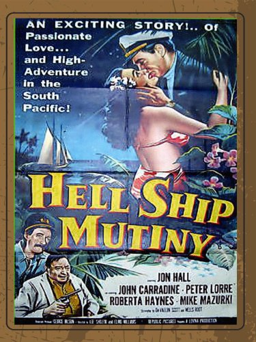 Peter Lorre, John Carradine, Jon Hall, and Roberta Haynes in Hell Ship Mutiny (1957)