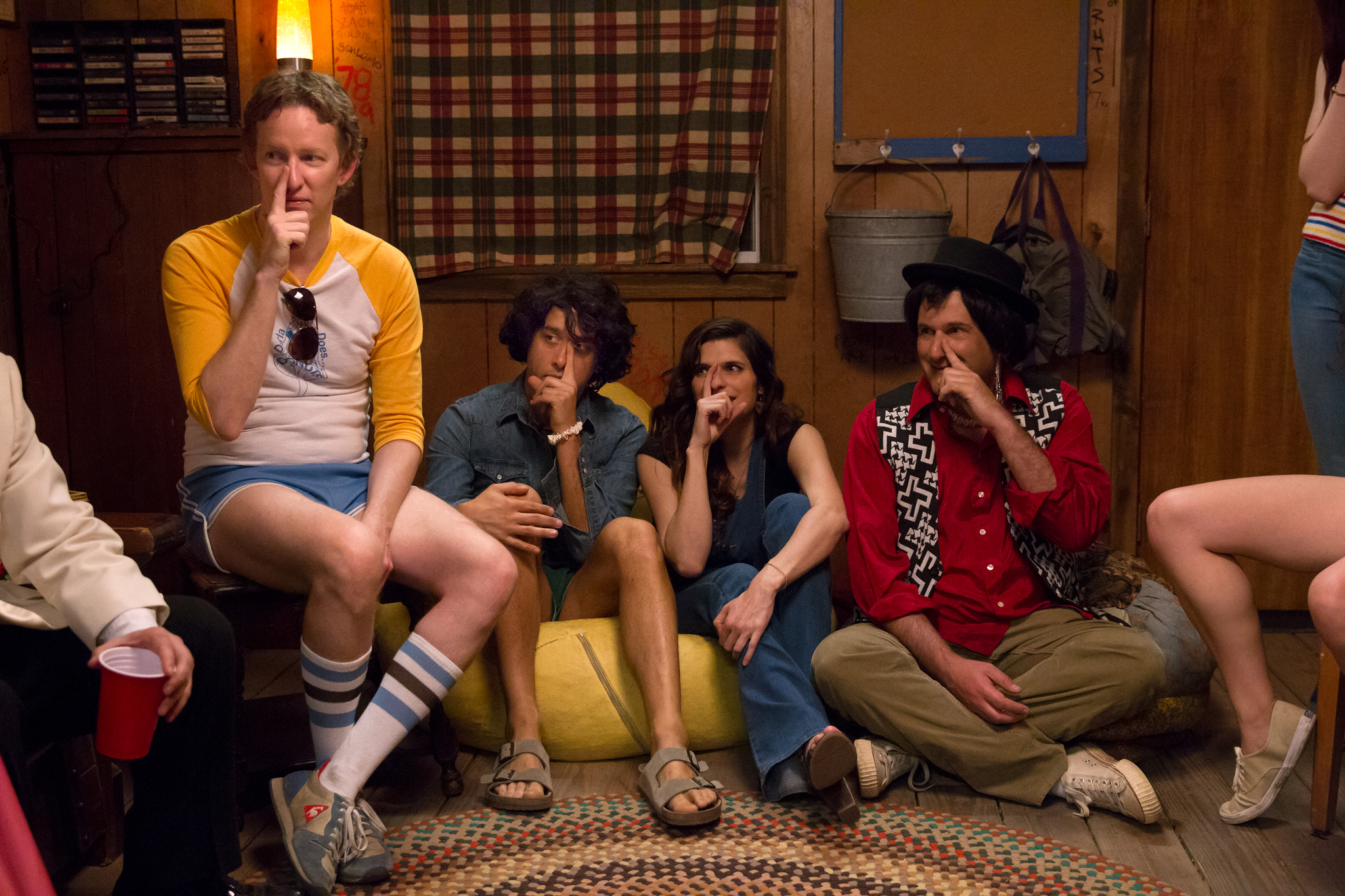 A.D. Miles, Michael Showalter, David Wain, and Lake Bell in Wet Hot American Summer: First Day of Camp (2015)