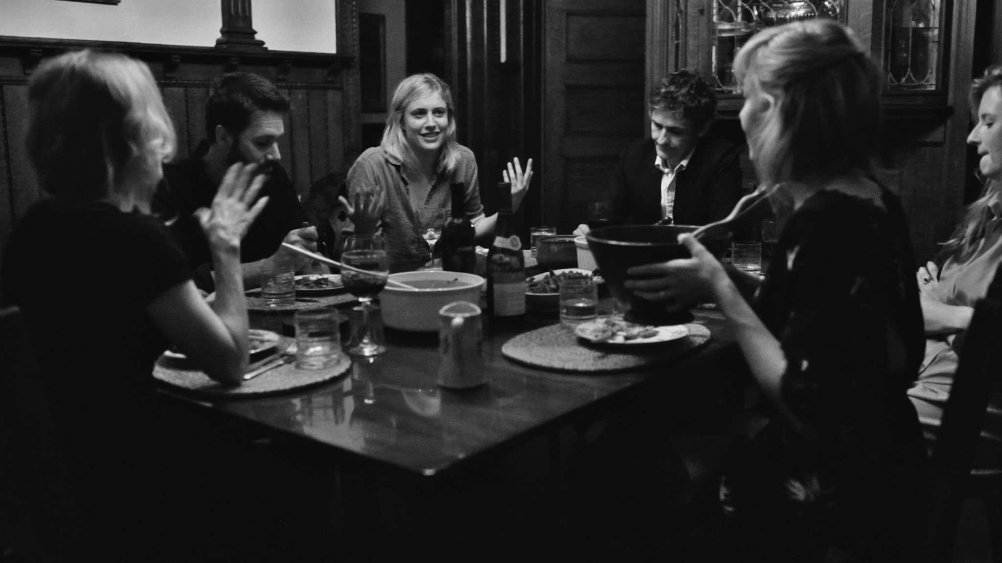 Josh Hamilton, Britta Phillips, Dean Wareham, Juliet Rylance, Greta Gerwig, and Grace Gummer in Frances Ha (2012)