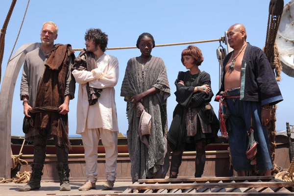 Dimitri Leonidas, Junix Inocian, Elliot Cowan, Marama Corlett, and Estella Daniels in Sinbad (2012)