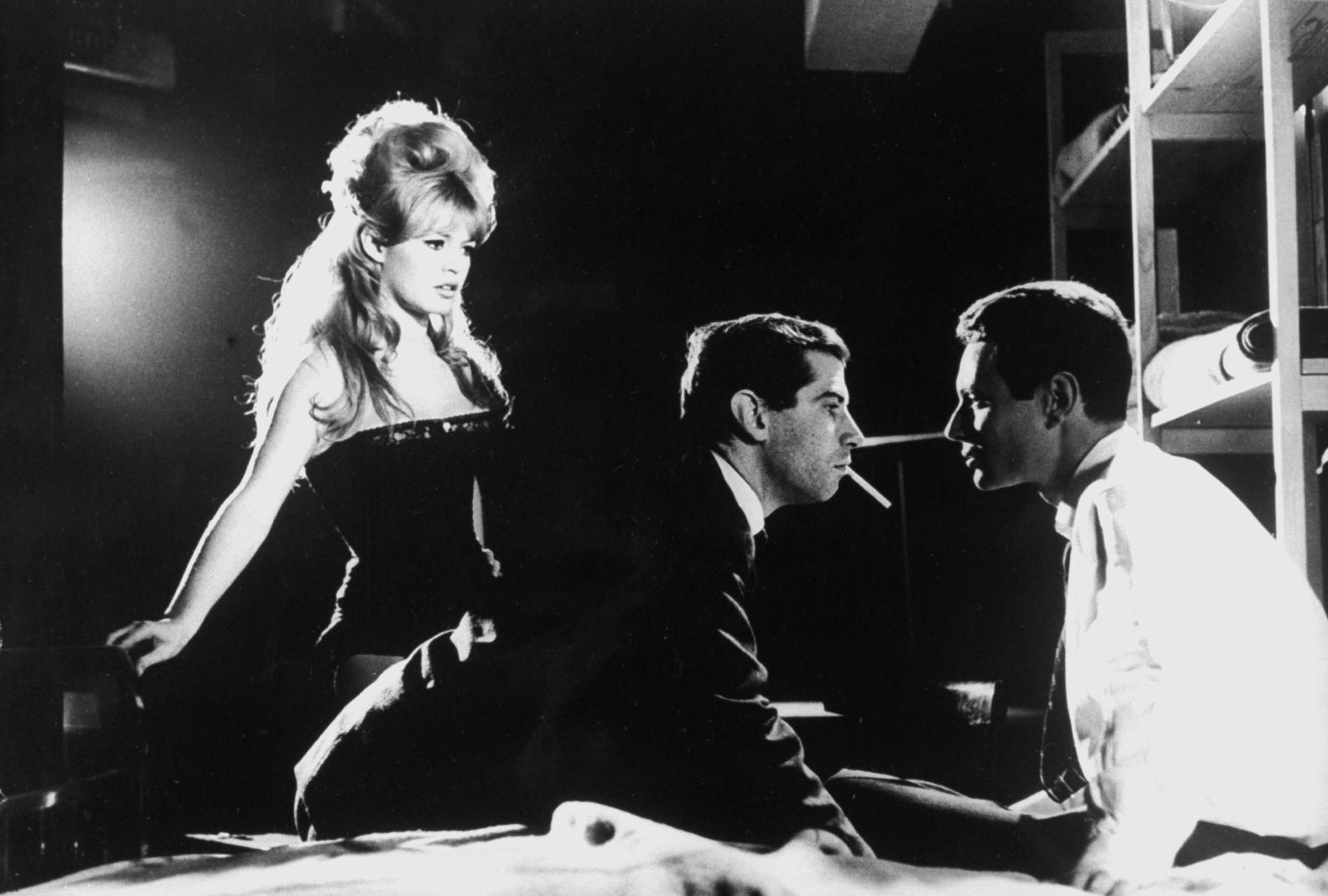 Brigitte Bardot, Roger Vadim, and Michel Subor in La bride sur le cou (1961)