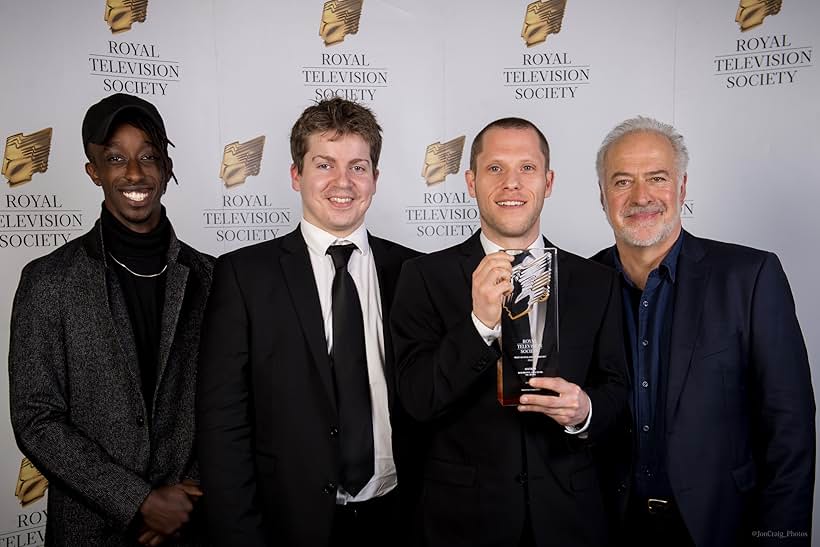 The Sixteen team after winning Best Feature Film at the Royal Television Society awards in 2017.