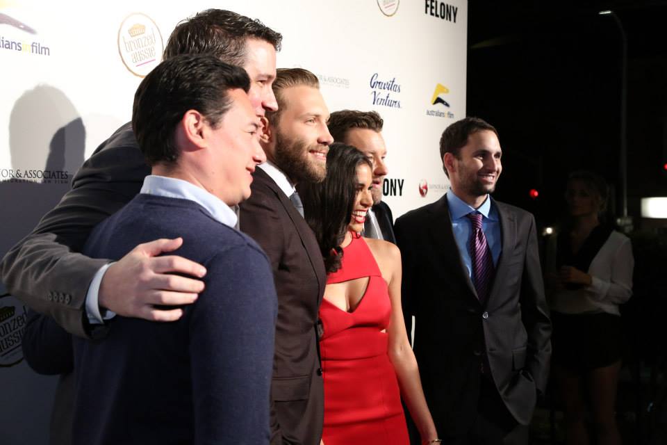 Jai Courtney, Sarah Roberts and Joel Edgerton at the LA premiere of Felony (2014)