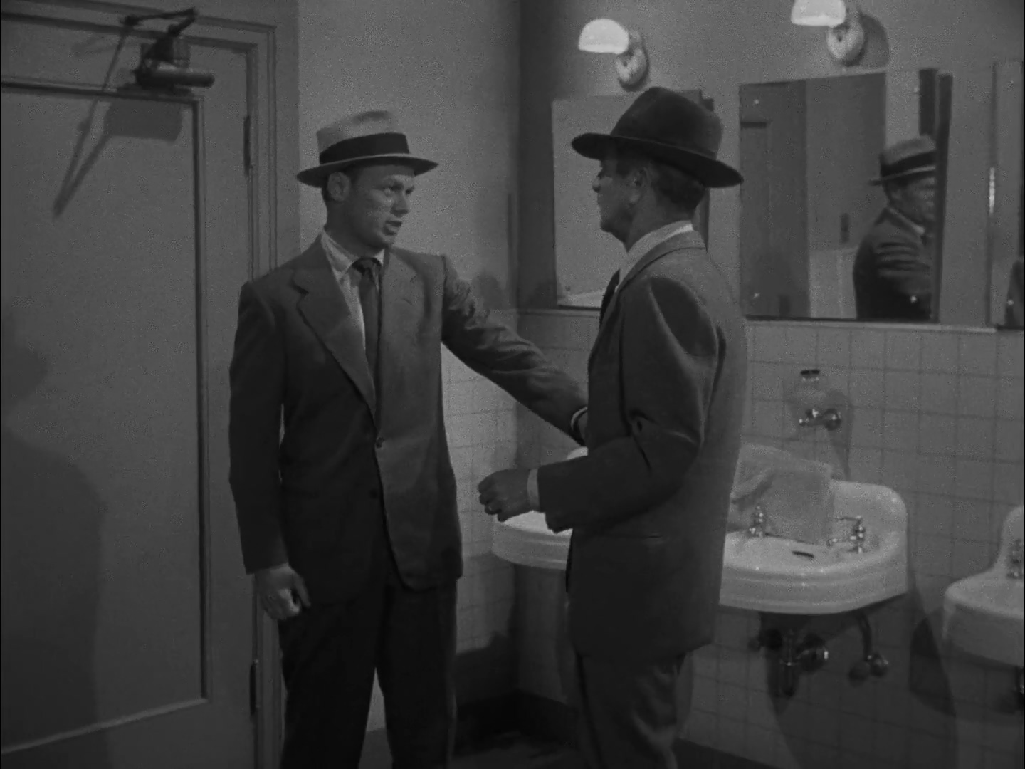 Richard Widmark and Richard Kiley in Pickup on South Street (1953)