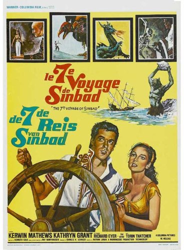 Richard Eyer, Dal McKennon, Kathryn Grant, Enzo Musumeci Greco, Kerwin Mathews, and Torin Thatcher in The 7th Voyage of Sinbad (1958)