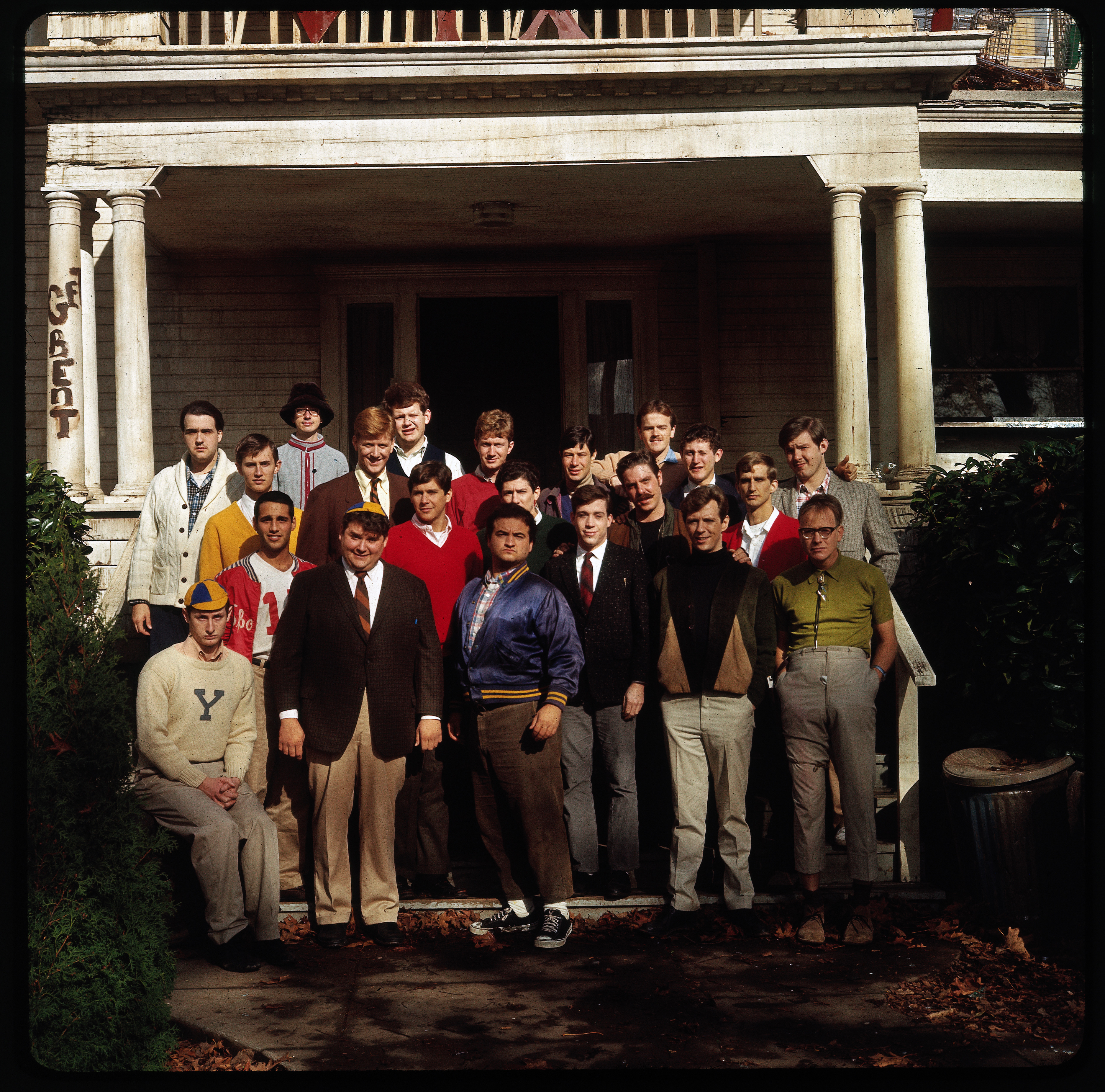 John Belushi, Tom Hulce, Tim Matheson, Bruce Bonnheim, Joshua Daniel, Stephen Furst, Douglas Kenney, Bruce McGill, Chris Miller, Peter Riegert, and James Widdoes in National Lampoon's Animal House (1978)