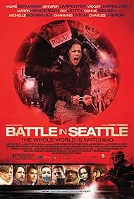 Charlize Theron, Woody Harrelson, Ray Liotta, Connie Nielsen, André 3000, Martin Henderson, Michelle Rodriguez, and Channing Tatum in Battle in Seattle (2007)