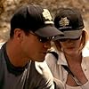 Marg Helgenberger and George Eads in CSI: Crime Scene Investigation (2000)