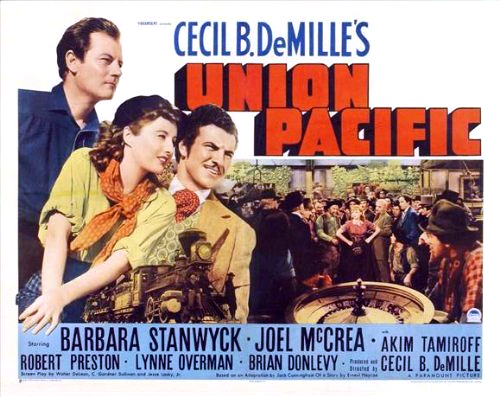 Barbara Stanwyck, Joel McCrea, and Robert Preston in Union Pacific (1939)