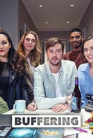 Elena Saurel, Iain Stirling, Paul G. Raymond, Rosa Robson, and Janine Harouni in Buffering (2021)