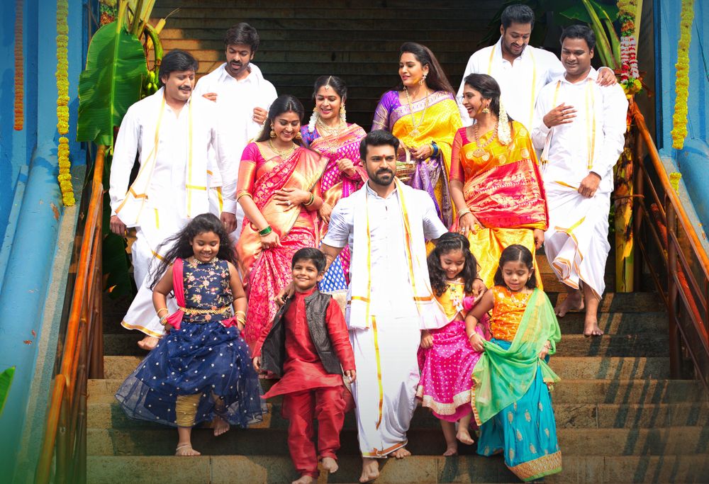 Prashanth, Sneha, Madhumitha, Aryan Rajesh, Ram Charan, Ravi Varma, and Madhunandan in Vinaya Vidheya Rama (2019)