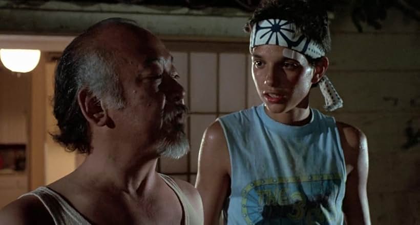 Ralph Macchio and Pat Morita in The Karate Kid (1984)