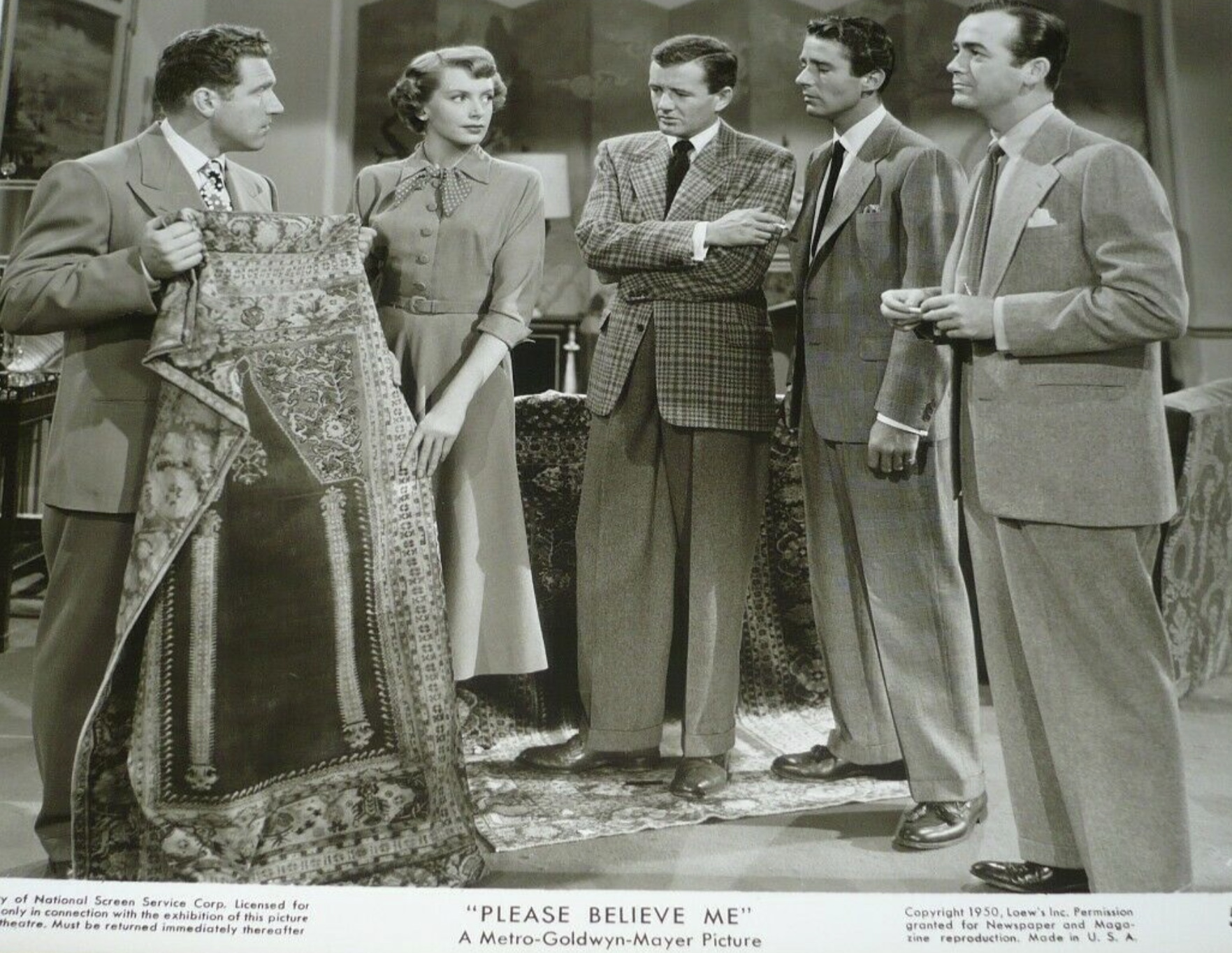 Deborah Kerr, Peter Lawford, Mark Stevens, Robert Walker, and James Whitmore in Please Believe Me (1950)